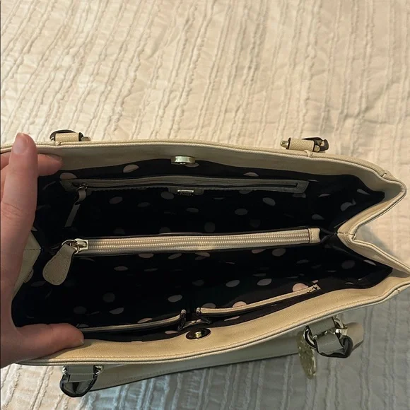 Anne Klein Ivory Shoulder Purse with Gold Details - Picture 3 of 7